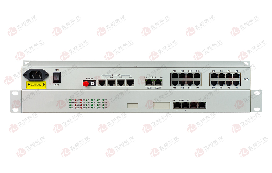 飛暢科技-16路電話(huà)+8E1+4FE+4路串口 光端機(jī)(19英寸1U)