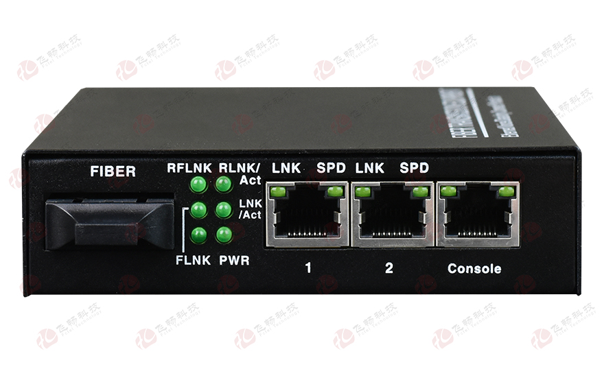 飛暢科技-管理型 1光2電百兆光纖收發(fā)器（內(nèi)置電源）